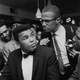 Malcolm X (right) teasingly leans on the shoulder of then-Cassius Clay, now Muhammad Ali, who is surrounded by jubilant fans after he beat Sonny Liston for the heavyweight championship of the world in 1964.
Bob Gomel/the Life Images Collection/Getty Images